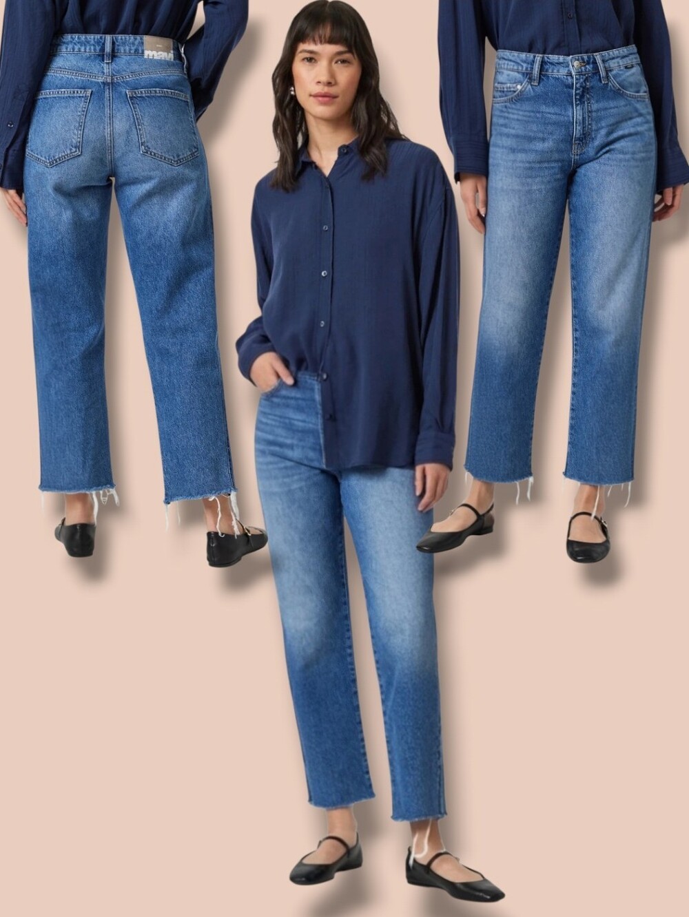 NEW 💙 MAVI Women's Victoria High-Rise Wide-Leg Cropped Jeans/Dark Wash